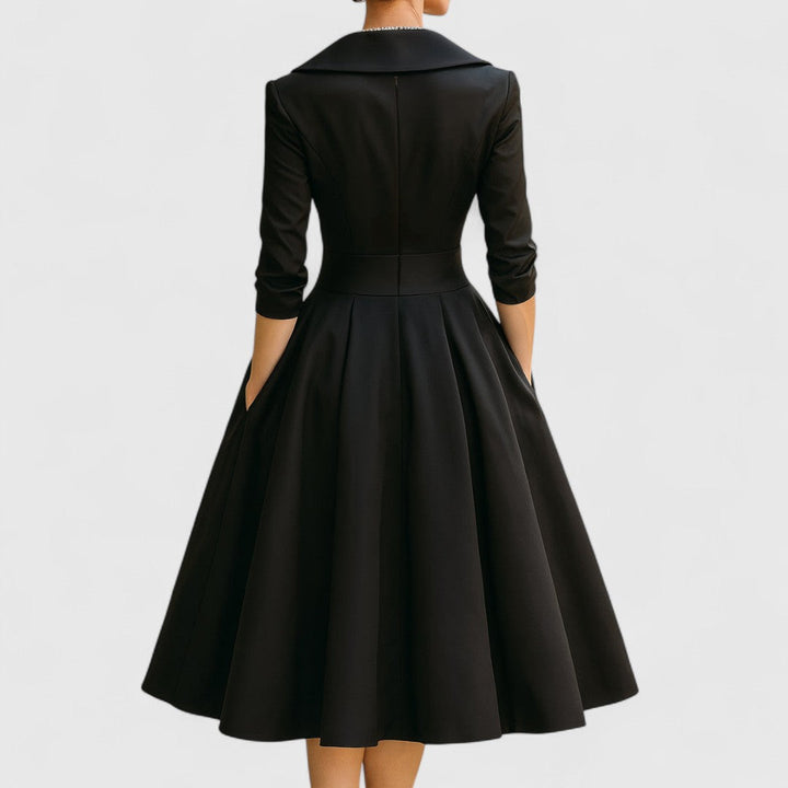 Lucienne | Women’s Elegant V-Neck Flared Midi Dress