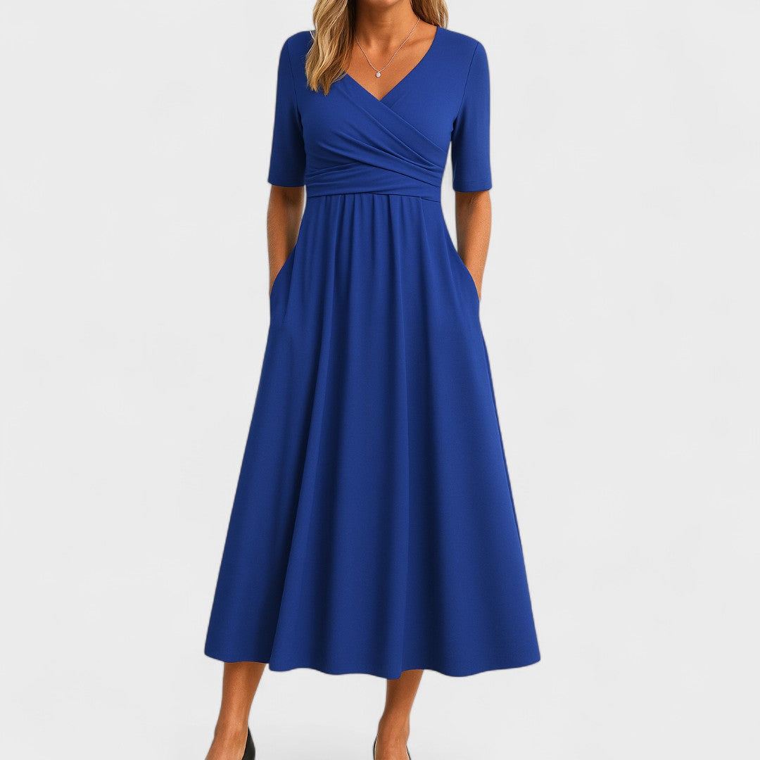 Rosalie | Women’s Elegant Wrap V-Neck Midi Dress