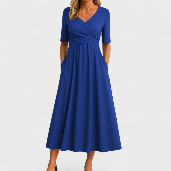 Rosalie | Women’s Elegant Wrap V-Neck Midi Dress