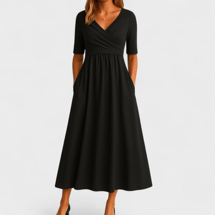 Rosalie | Women’s Elegant Wrap V-Neck Midi Dress