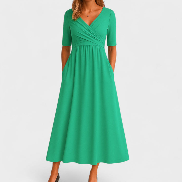 Rosalie | Women’s Elegant Wrap V-Neck Midi Dress