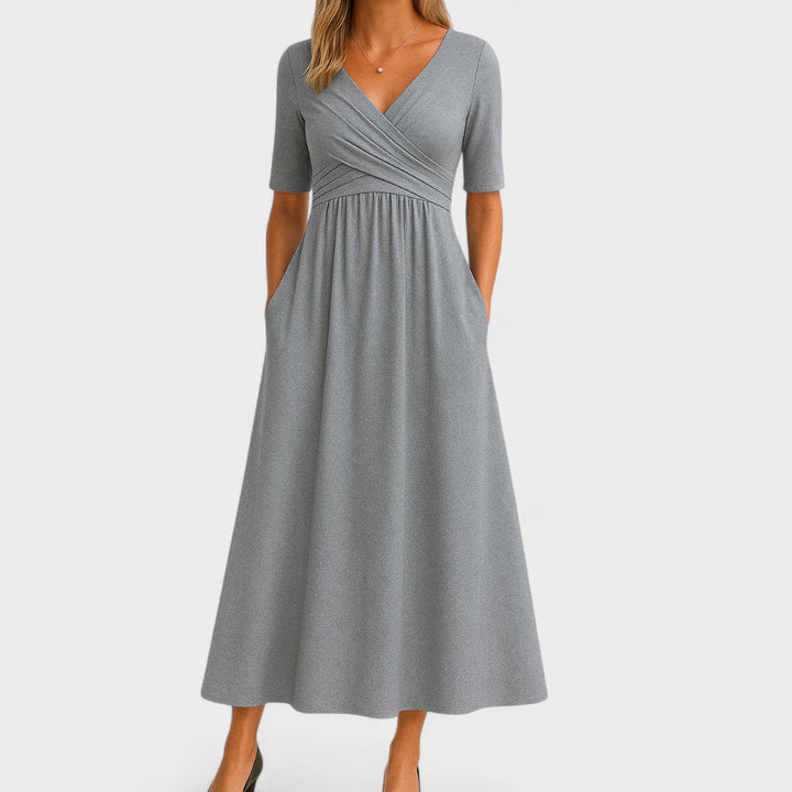 Rosalie | Women’s Elegant Wrap V-Neck Midi Dress