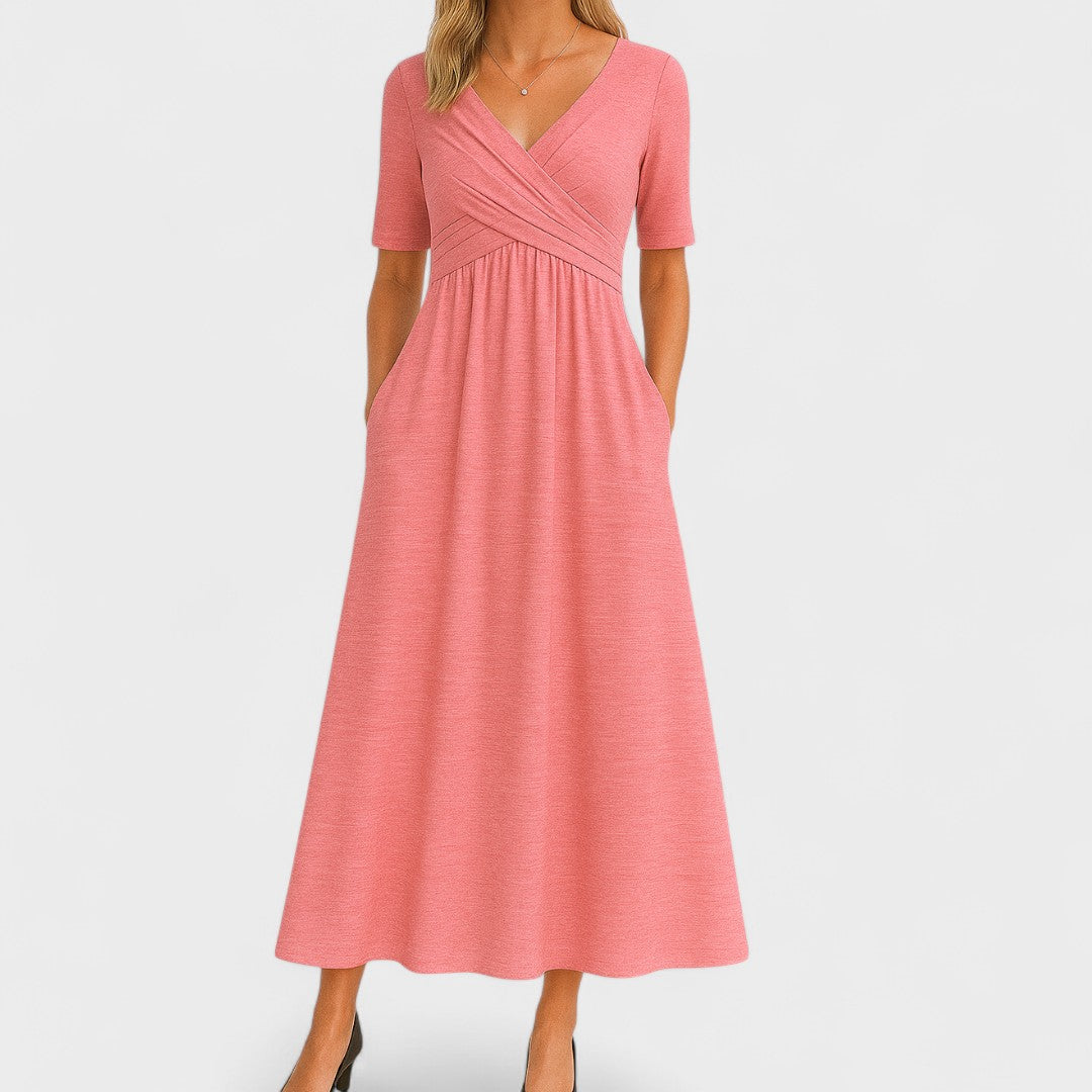 Rosalie | Women’s Elegant Wrap V-Neck Midi Dress