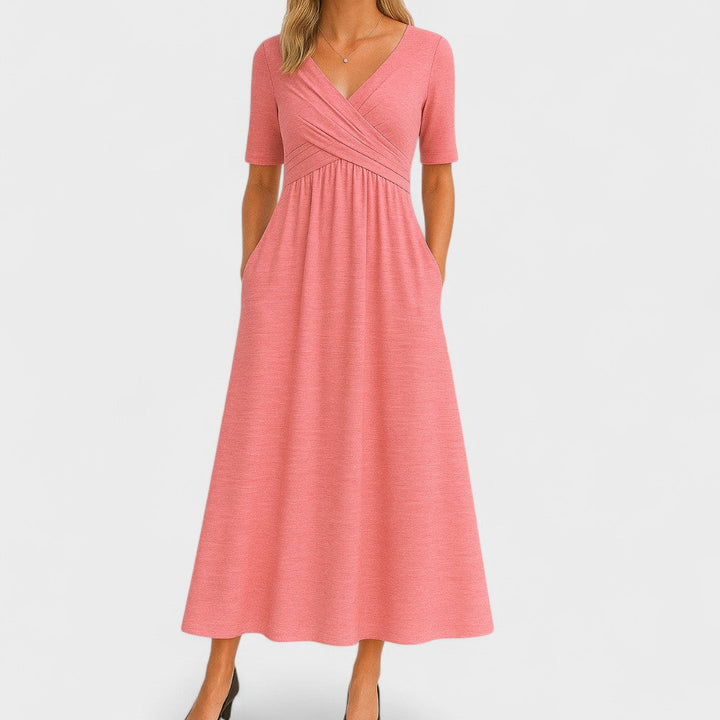Rosalie | Women’s Elegant Wrap V-Neck Midi Dress
