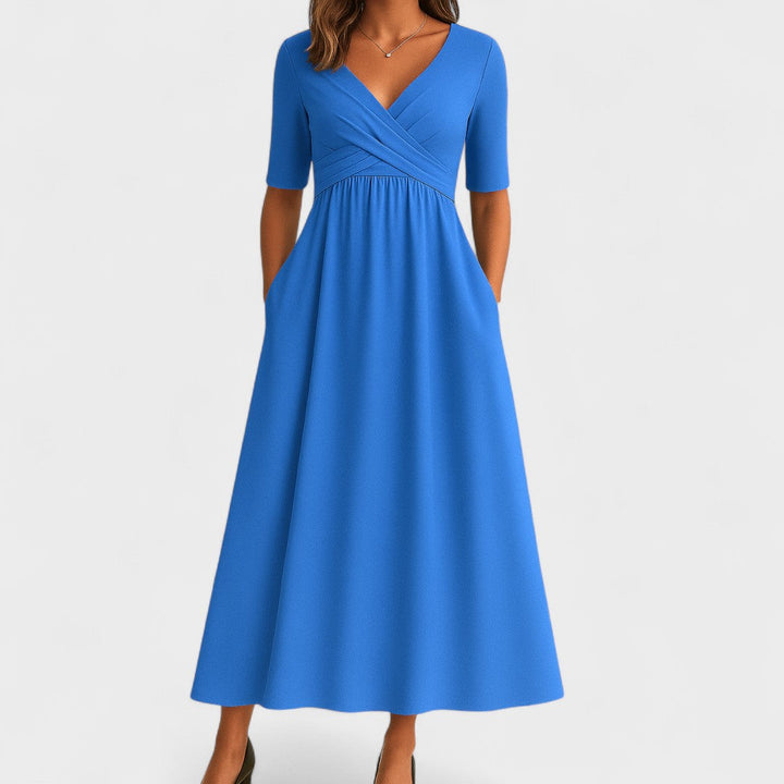 Rosalie | Women’s Elegant Wrap V-Neck Midi Dress