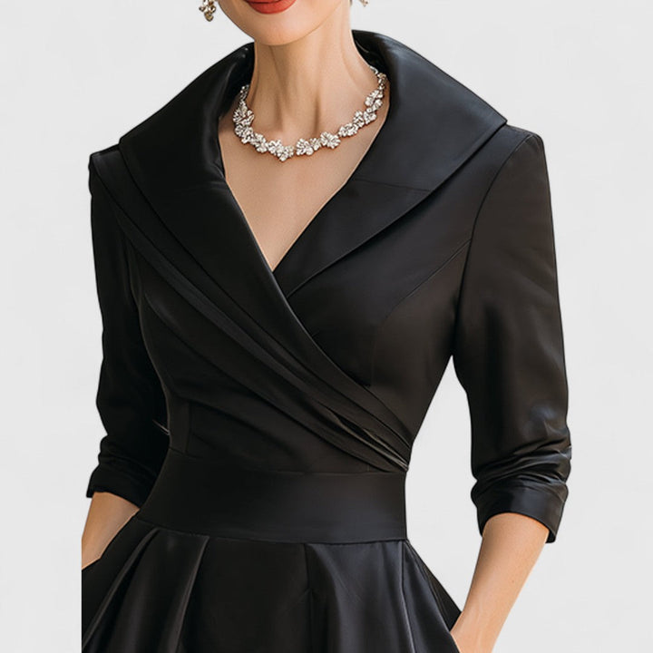 Lucienne | Women’s Elegant V-Neck Flared Midi Dress